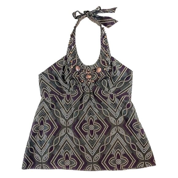BCBGMAXAZRIA Halter Boho Indie Blouse Womens Size S - Picture 1 of 8